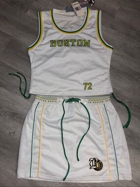 Boston White Mesh Skirt - Athletic Drawstring Waist